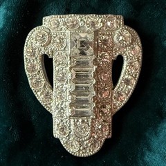 Dress Clip Art Deco Rhinestone Pot Metal Clear Crystal Vintage Fur