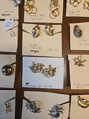 Lot 14 Pairs Vintage TRIFARI Earrings Signed Crown TM 1940s-90s Gold Tone Pearl