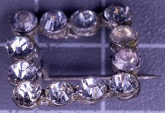Vintage Rhinestone Square Buckle Brooch Pin Silver Tone Metal 20mm Paste Stones