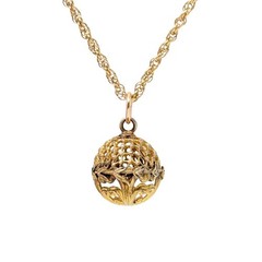 Vintage Marathon Co 12K Gold Filled 24″ Filigree Orb Pendant Necklace
