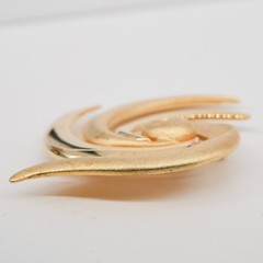 Tona Modernist Swirl Brooch Gold Tone Dual Texture Spiral Pin VTG | 2.5″