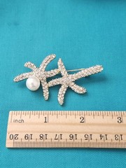 Vintage Signed Anna Klein Faux Pearl Starfish Brooch Pin