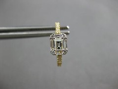 .50CT DIAMOND 18KT YELLOW GOLD 3D ROUND & BAGUETTE HUGGIE HOOP HANGING EARRINGS