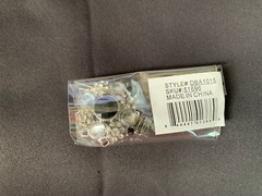 Brand New Stretchable Band Silvertone with Black Stones Ring Costume Jewelry