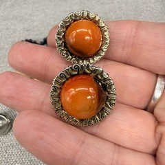 Vintage Button Earring Lot Screw Back Clip Ons Glass Acrylic Metal 6 Pair
