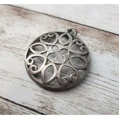 Vintage Pendant – Ornate Silver Tone Circle Cut Out Design – No Chain Included