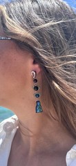 2.9″ Long Black Blue Agate Fluorite Cat Dangle Earrings