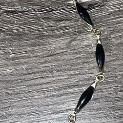 Vintage 30in Black Twist Bead Station Necklace Gold Tone Opera Length MCM No Pit