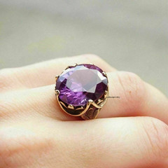 3Ct Round Cut Amethyst Women’s Vintage Engagement Ring In 14K Yellow Gold Plated