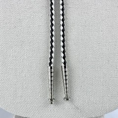 Stunning Vintage Black & White Artist Signed Fused Glass Western Bolo Tie