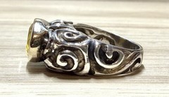 Dian Malouf Sterling Silver & 14K Gold Abstract Swirl Citrine Ring, Size 8
