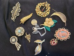 12 vintage Brooches. 1.5 inches – 3 inches big.