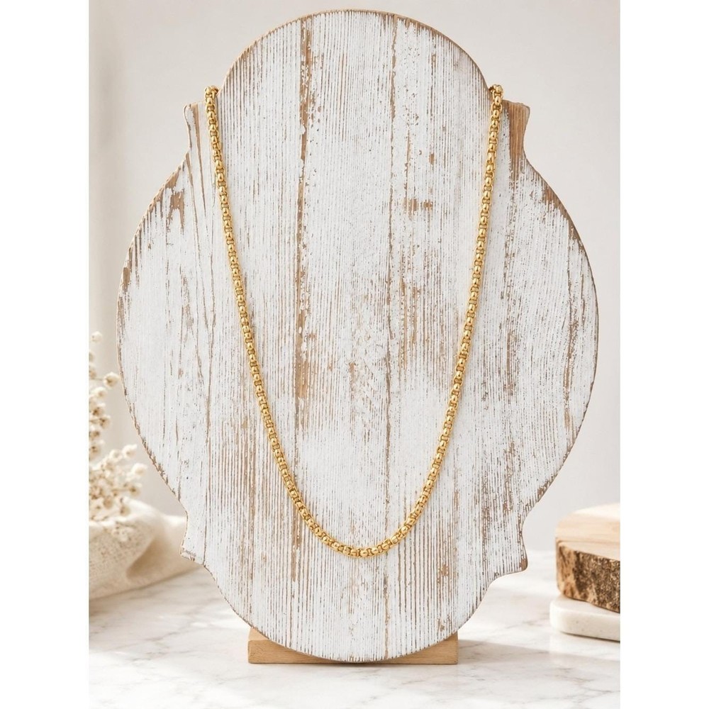 Vintage Monet Gold Tone Chain Necklace 32″ Long Link Necklace Signed Monet