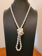 Beautiful Faux Pearls with a Large Pearl & Diamond Like Spacers, Asymmetrical