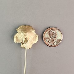 Vintage Flower Stick Pin Pink Enamel 21mm Gold Tone 3″