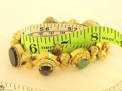Vtg Victorian Revival Slide Charm Bracelet Signed Safety Chain Cameo 6.5