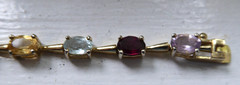 FAS Gold Over 925 Sterling Silver Multi-Gemstone Bracelet