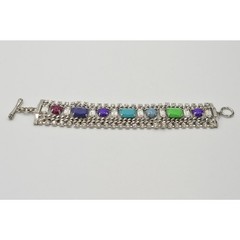 Juicy Couture Crystal Bracelet Cabochon Rhinestone Baguette Colorful RARE BinO