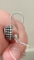 VTG FAS 925 Silver Earrings W/ Faceted Oval Cut Peridot Gemstone & Beaded Edge