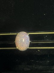 Vintage Faux Fire Opal Ring Gold Tone Adjustable Retro Mid Century Art Glass