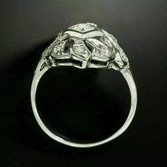 Art Deco Style 2Ct Round Lab Created Diamond Engagement Ring 14K White Gold Over