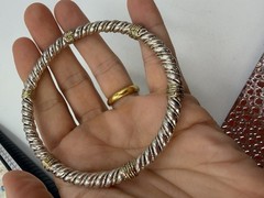Vintage Bracelet Oscar De La Renta Bangle Silvertone Mixed Metal Heavy 7.75