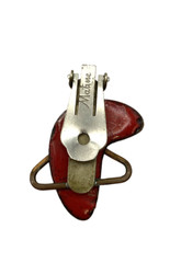MATISSE 1950’s Vintage Red White Enamel Copper Earring & Brooch Parts Lot Of 2