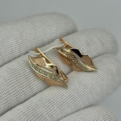 Vintage Original Rose & White Gold Cubic Zirconia Earrings 583 14K 2.47 g.