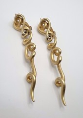 Vintage GIVENCHY Paris New York 80s Matte Gold Tone Abstract Swirl Clip Earrings