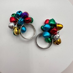 Vintage 90s Jingle Bell Rings Set Silver-tone Women’s Classic Fashion Jewelry