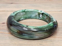 Lucite Bracelet Asymmetrical Bangle Green Marble Swirl