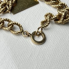 Vintage 12k Gold Filled Charm Bracelet Curb Link twisted rope 6.75 in (6 3/4 in)