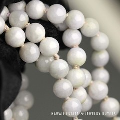 Ming’s Hawaii Pale Lavender Jade 9mm Bead 14k Yellow Gold Clasped Necklace 30″