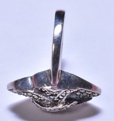 VTG 925 Sterling Silver Marcasite Marquise Knot Shape Ring Approximate Size 7 ¾