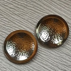 Estate Huge Hammered Silvertone Circle Post Earrings for Pierced Ears – 1 and 5/