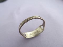 VINTAGE OLD PAWN STERLING ZUNI CS LONJOSE MOTHER OF PEARL LAPIS INLAY RING