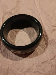 Vintage Black Love Bangle Bracelet Ed Hardy Era Y2K White Cursive Lettering