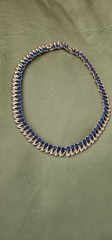 Vintage Crown Trifari Necklace Blue rhinestones Gold Tone Rare Beautiful