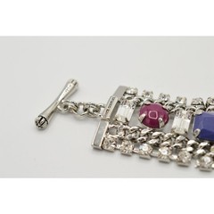 Juicy Couture Crystal Bracelet Cabochon Rhinestone Baguette Colorful RARE BinO