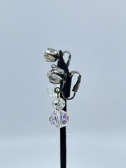 Vintage Aurora Borealis dangle lever back Earrings graduated silver tone 1″