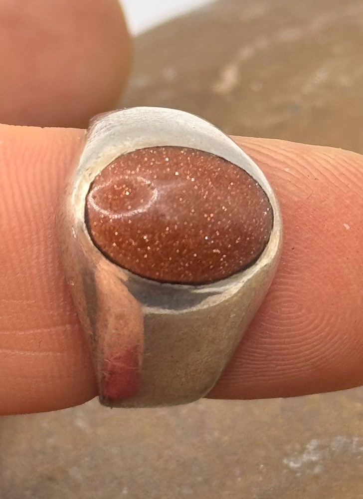 VINTAGE GOLDSTONE Sterling Silver 925 Band RING Sz 6.75