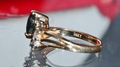 14k yellow gold size 4 ring 0.42ct natural, treated sapphire diamond 2.50g N363K