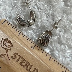 5/8″ Vermeil & Sterling Silver 0.925 vintage half HOOP pierced POST EARRINGS