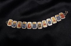 Swedish 1950’s-1970’s Vintage Enamel Heraldic Bracelet With Crowned Shields