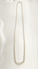 Vintage Glass Faux Pearl Necklace Signed G. Silver Clasp – 6mm Beads, 36″ L