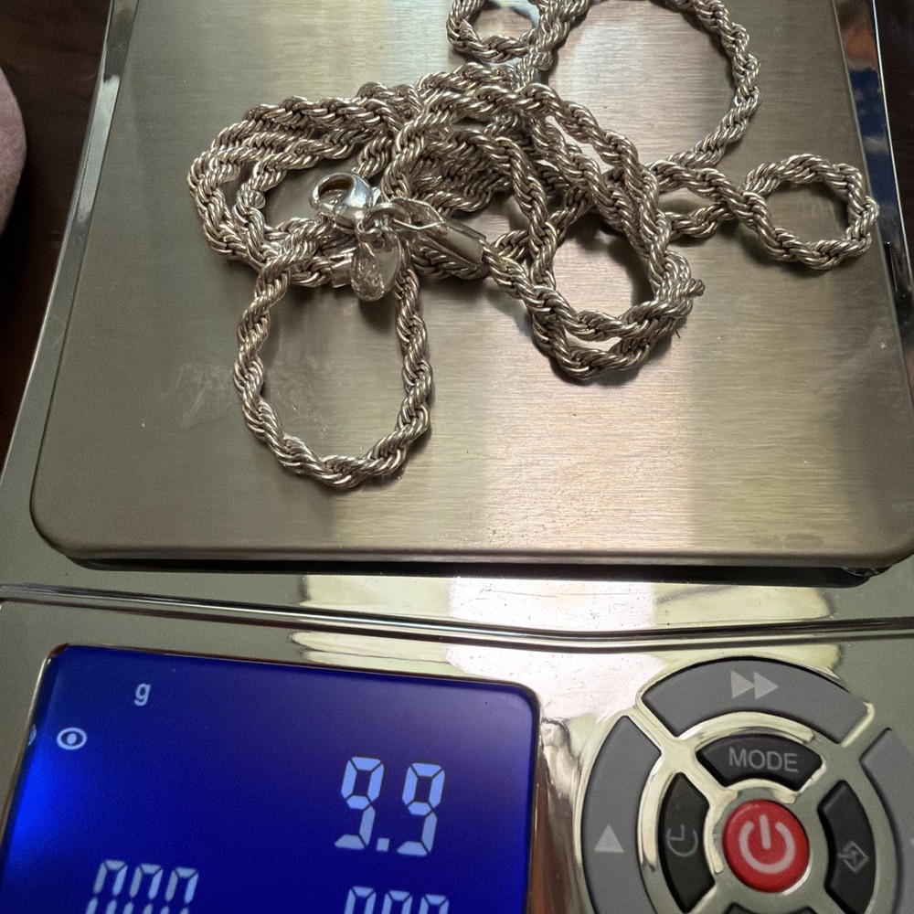 Vintage Sterling Silver 925 Necklace 24 Inch rope design strong Jewelry A22