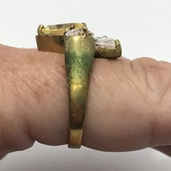 Vintage Sterling Silver Gold Plated Multi Color Cubic Zirconia Stone Ring sz 7