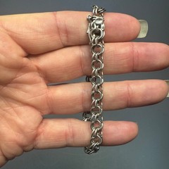 Vintage Sterling Silver Double Link Chain Bracelet 7.25″ 13.07g Box Clasp