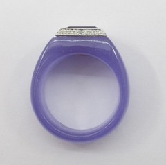 1.30CT Amethyst Lavender Jade 0.02CTW Diamond Ring 14K Gold Size 6