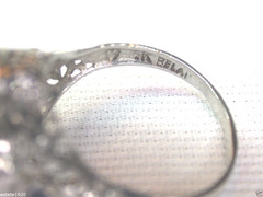 Antique Art Deco Mounting Setting Hold 12MM 14K White Gold Ring Size 5.75 UK-L